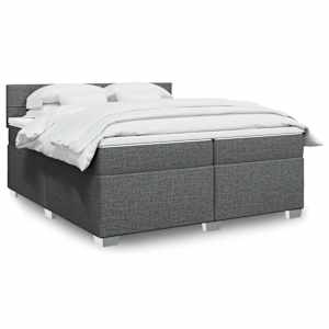 Box spring postel s matrací tmavě šedá 200x200 cm textil - obrázek 1