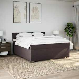 Box spring postel s matrací tmavě hnědá 200x200 cm textil - obrázek 4