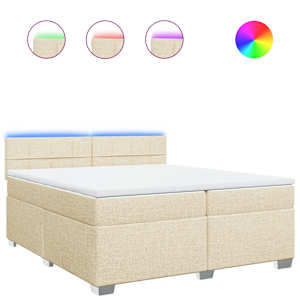 Box spring postel s matrací krémová 200x200 cm textil - obrázek 2