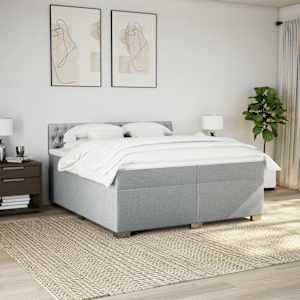 Box spring postel s matrací světle šedá 200 x 200 cm textil - obrázek 4