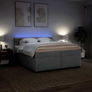Box spring postel s matrací světle šedá 200 x 200 cm textil - obrázek 5