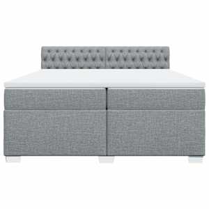 Box spring postel s matrací světle šedá 200 x 200 cm textil - obrázek 6