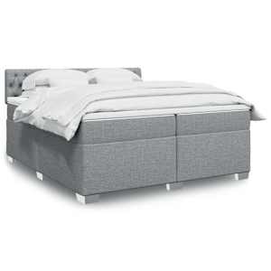 Box spring postel s matrací světle šedá 200 x 200 cm textil - obrázek 1