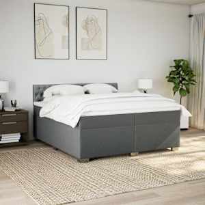 Box spring postel s matrací tmavě šedá 200x200 cm textil - obrázek 4