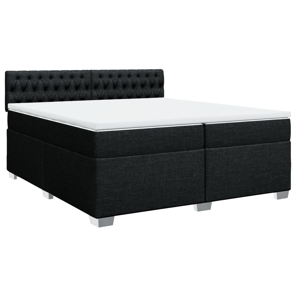 vidaXL Boxspring met matras stof zwart 200x200 cm afbeelding