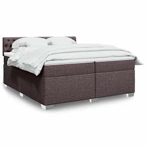 Box spring postel s matrací tmavě hnědá 200x200 cm textil - obrázek 1
