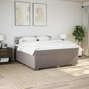 Box spring postel s matrací taupe 200x200 cm textil - obrázek 4