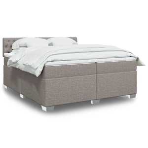Box spring postelja z vzmetnico taupe 200x200 cm blago
