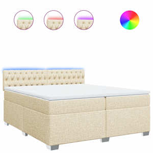 Box spring postel s matrací krémová 200x200 cm textil - obrázek 2