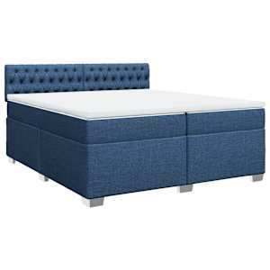 Box spring postel s matrací modrá 200x200 cm textil - obrázek 3