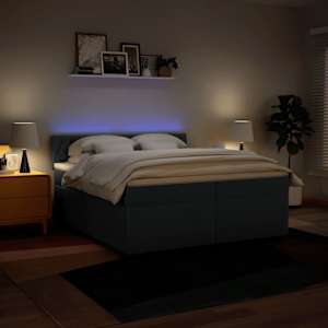 Box spring postel s matrací modrá 200x200 cm textil - obrázek 5