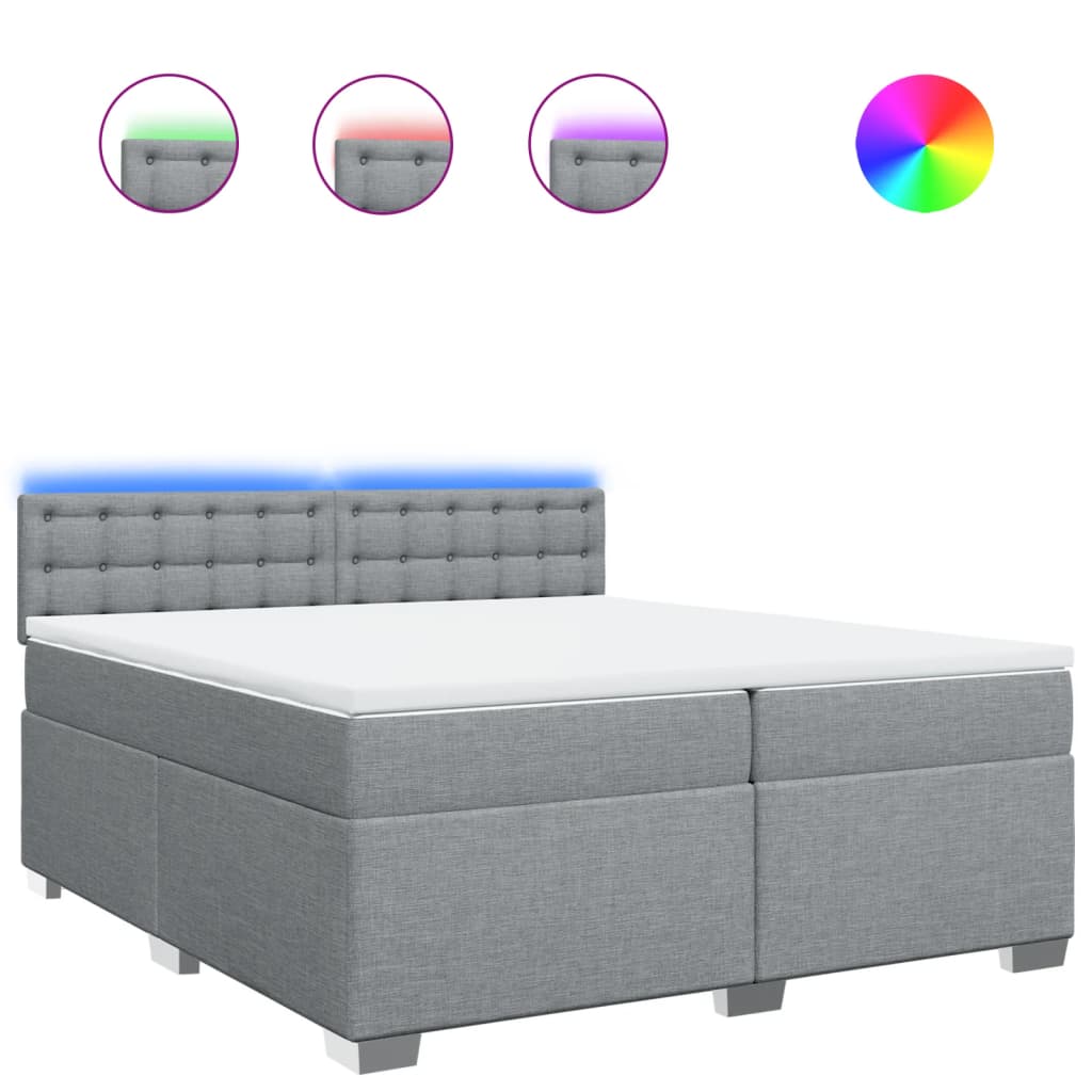 vidaXL Box spring postel s matrací světle šedá 200 x 200 cm textil