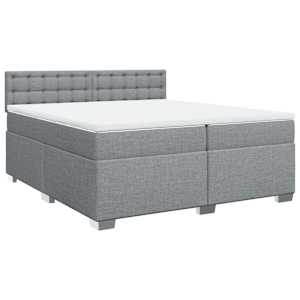 Box spring postel s matrací světle šedá 200 x 200 cm textil - obrázek 3