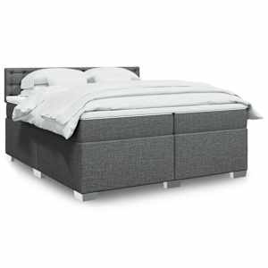 Box spring postel s matrací tmavě šedá 200x200 cm textil - obrázek 1