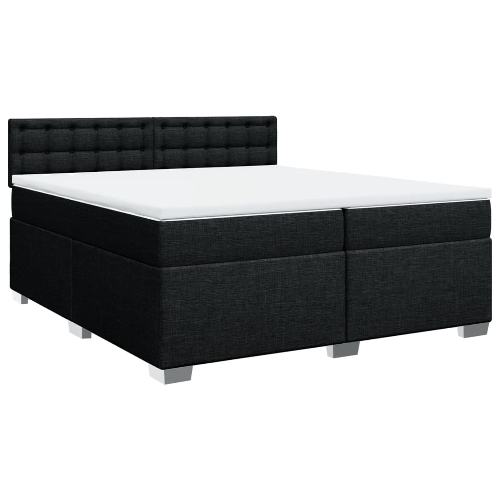 vidaXL Boxspring met matras stof zwart 200x200 cm afbeelding