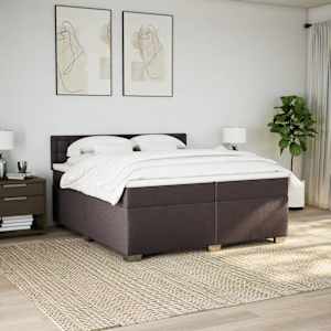 Box spring postel s matrací tmavě hnědá 200x200 cm textil - obrázek 4