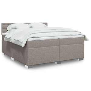 Box spring postelja z vzmetnico taupe 200x200 cm blago