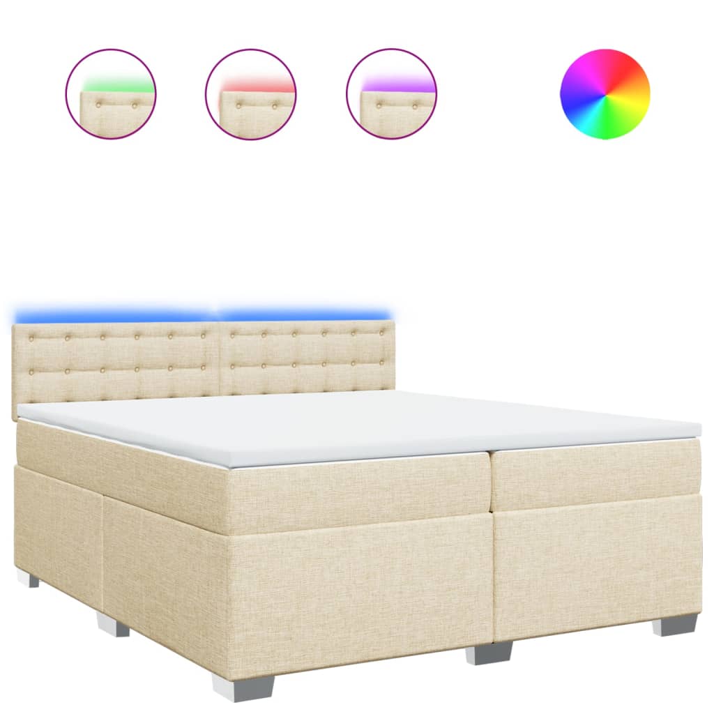 vidaXL Box spring postel s matrací krémová 200x200 cm textil