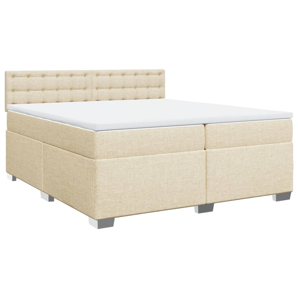 vidaXL Boxspring met matras stof crèmekleurig 200x200 cm afbeelding