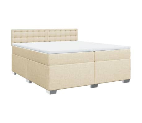vidaXL Κρεβάτι Boxspring με Στρώμα Κρεμ 200x200 εκ. Υφασμάτινο