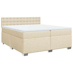 vidaXL Κρεβάτι Boxspring με Στρώμα Κρεμ 200x200 εκ. Υφασμάτινο