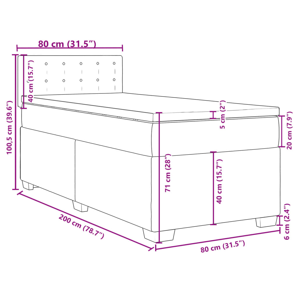 Box spring postel s matrací černá 80 x 200 cm umělá kůže - obrázek 18