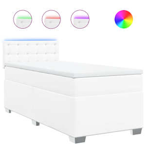 Box spring postel s matrací bílá 80 x 200 cm umělá kůže - obrázek 2