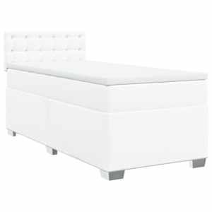 Box spring postel s matrací bílá 80 x 200 cm umělá kůže - obrázek 3