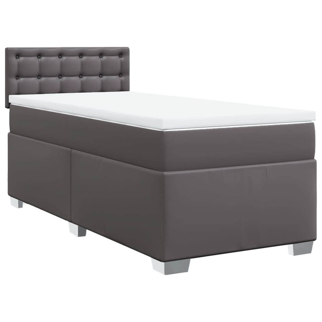 vidaXL Boxspring met matras kunstleer grijs 80x200 cm afbeelding