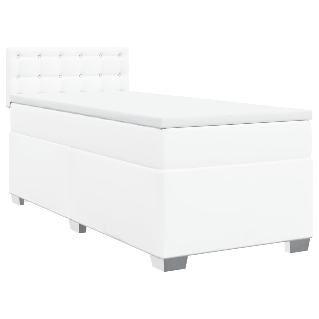 vidaXL Boxspring met matras kunstleer wit 90x190 cm afbeelding