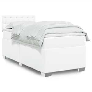 Box spring postel s matrací bílá 90x190 cm umělá kůže - obrázek 1