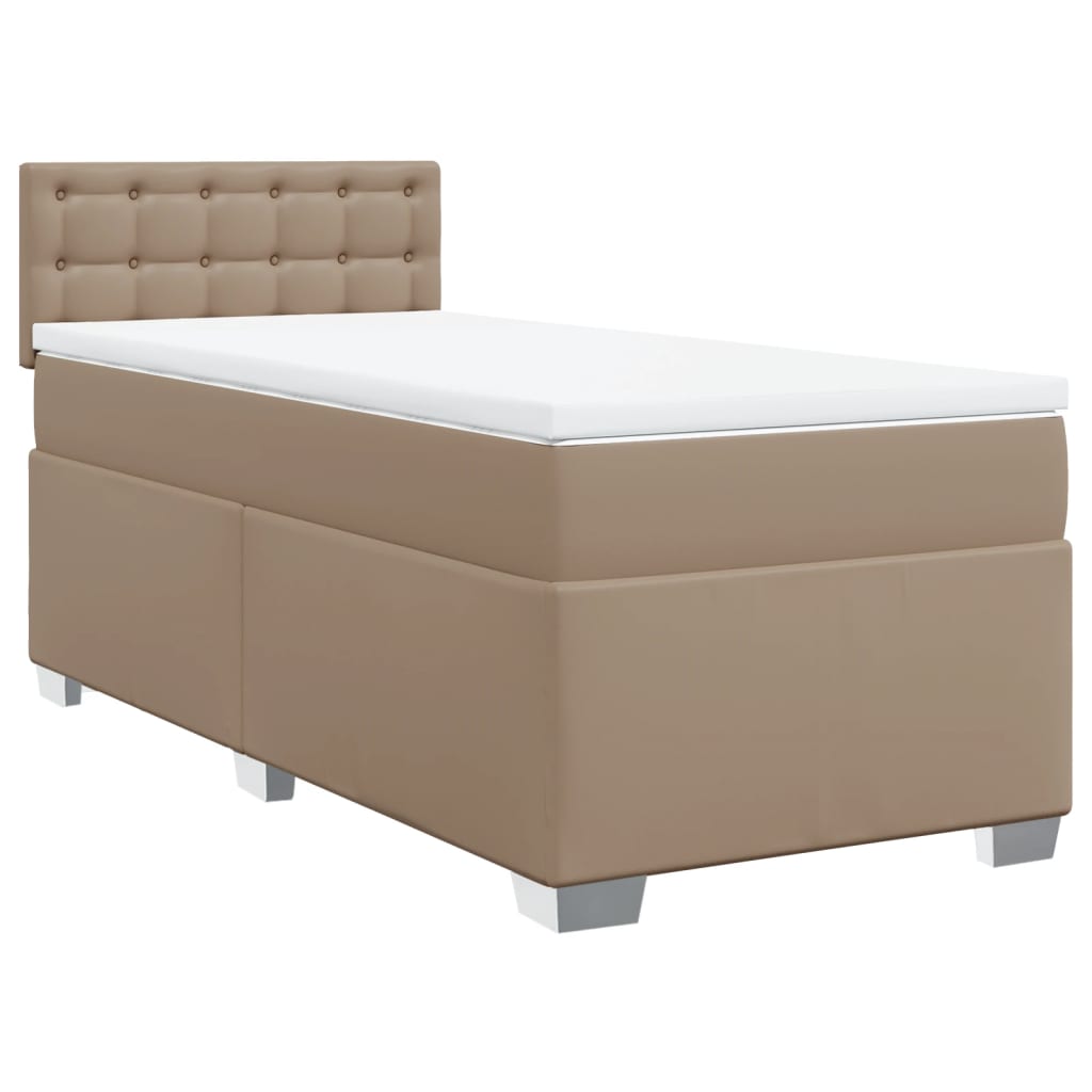 vidaXL Boxspring met matras kunstleer cappuccinokleurig 90x190 cm afbeelding