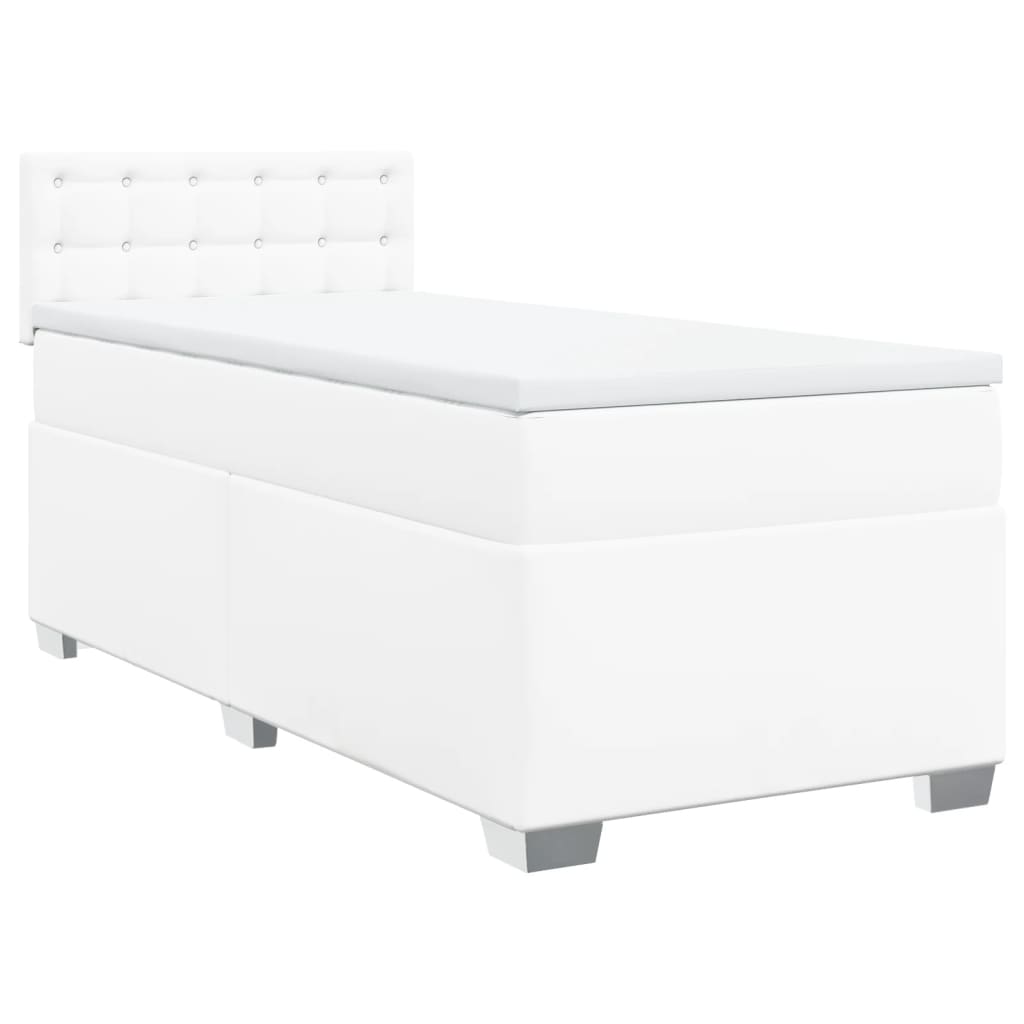 vidaXL Boxspring posteľ s matracom biela 90x200 cm umelá koža