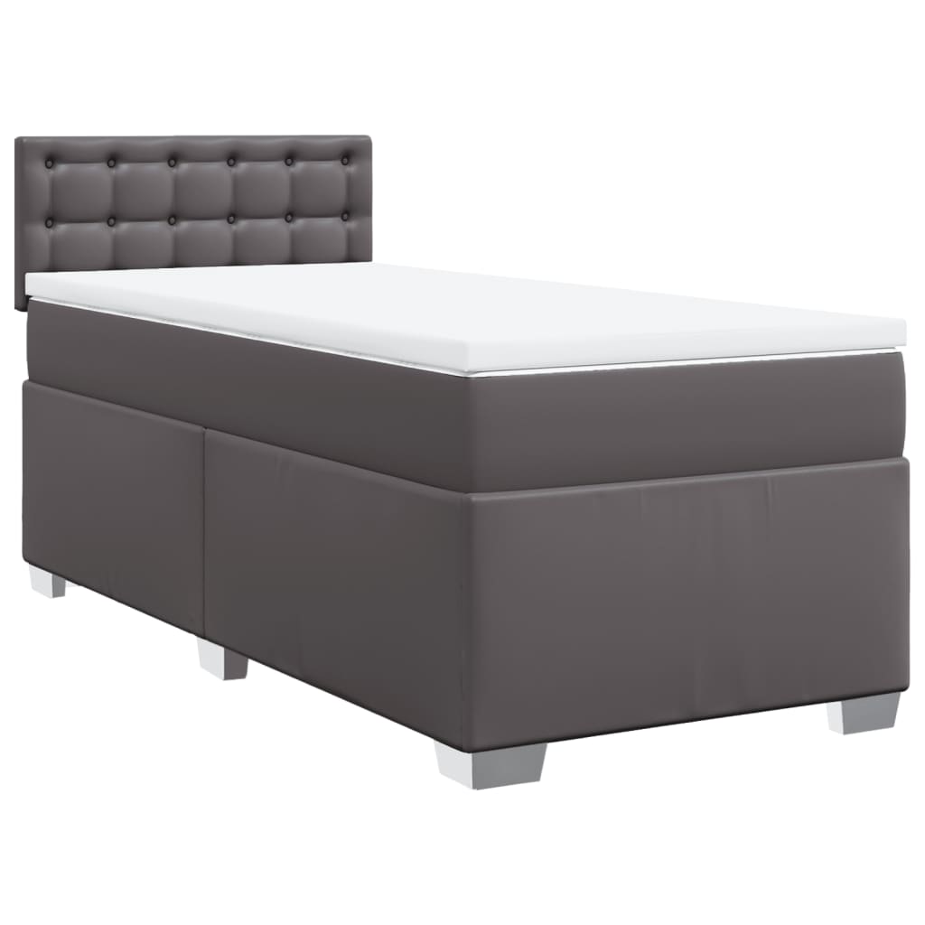 vidaXL Boxspring met matras kunstleer grijs 90x200 cm afbeelding