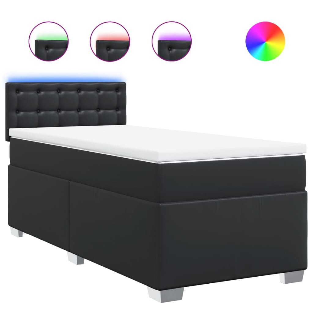Thumbnail - vidaXL Boxspringbett mit Matratze Schwarz 100x200 cm Kunstleder