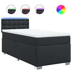 Box spring postel s matrací černá 100x200 cm umělá kůže - obrázek 2