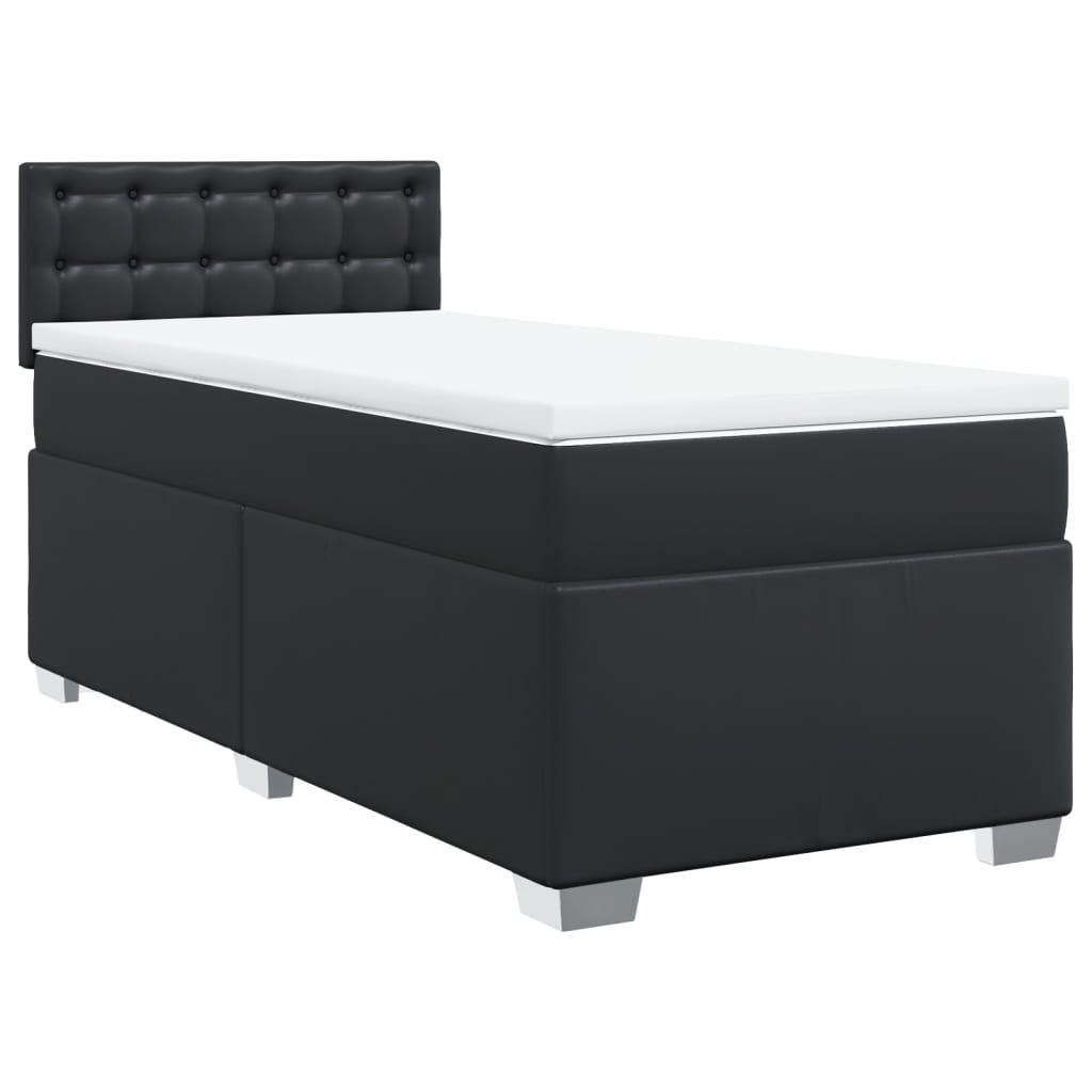 vidaXL Boxspring met matras kunstleer zwart 100x200 cm afbeelding
