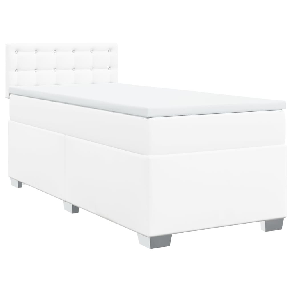 vidaXL Boxspring met matras kunstleer wit 100x200 cm afbeelding
