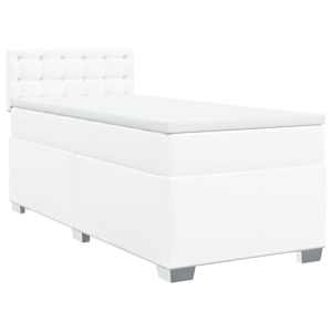 Box spring postel s matrací bílá 100x200 cm umělá kůže - obrázek 3