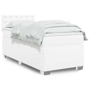 Box spring postel s matrací bílá 100x200 cm umělá kůže - obrázek 1