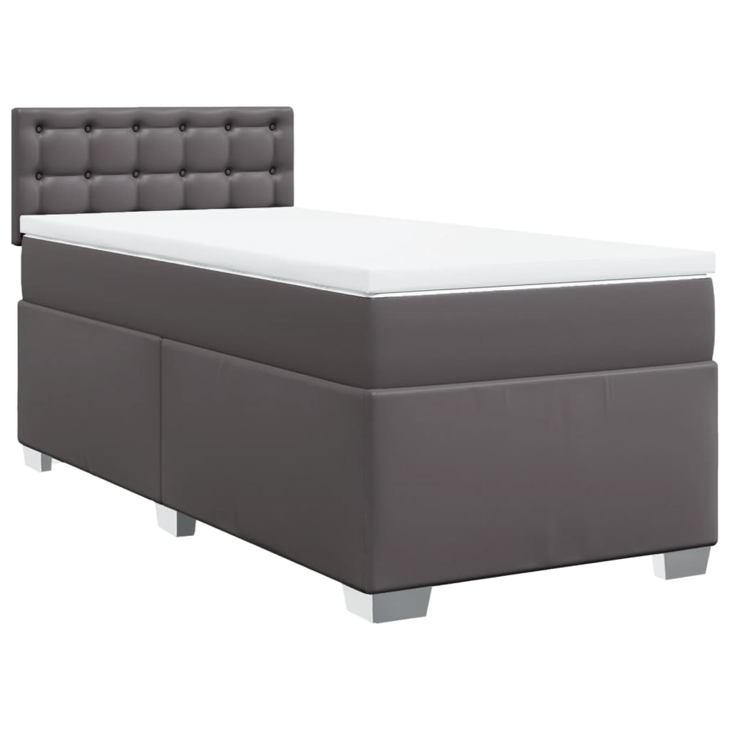 vidaXL Boxspring met matras kunstleer grijs 100x200 cm afbeelding