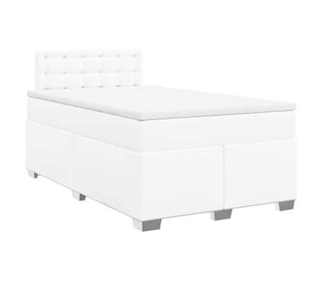 vidaXL Κρεβάτι Boxspring με Στρώμα Λευκό 120x190εκ.από Συνθετικό Δέρμα