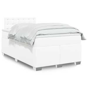 Box spring postel s matrací bílá 120x190 cm umělá kůže - obrázek 1
