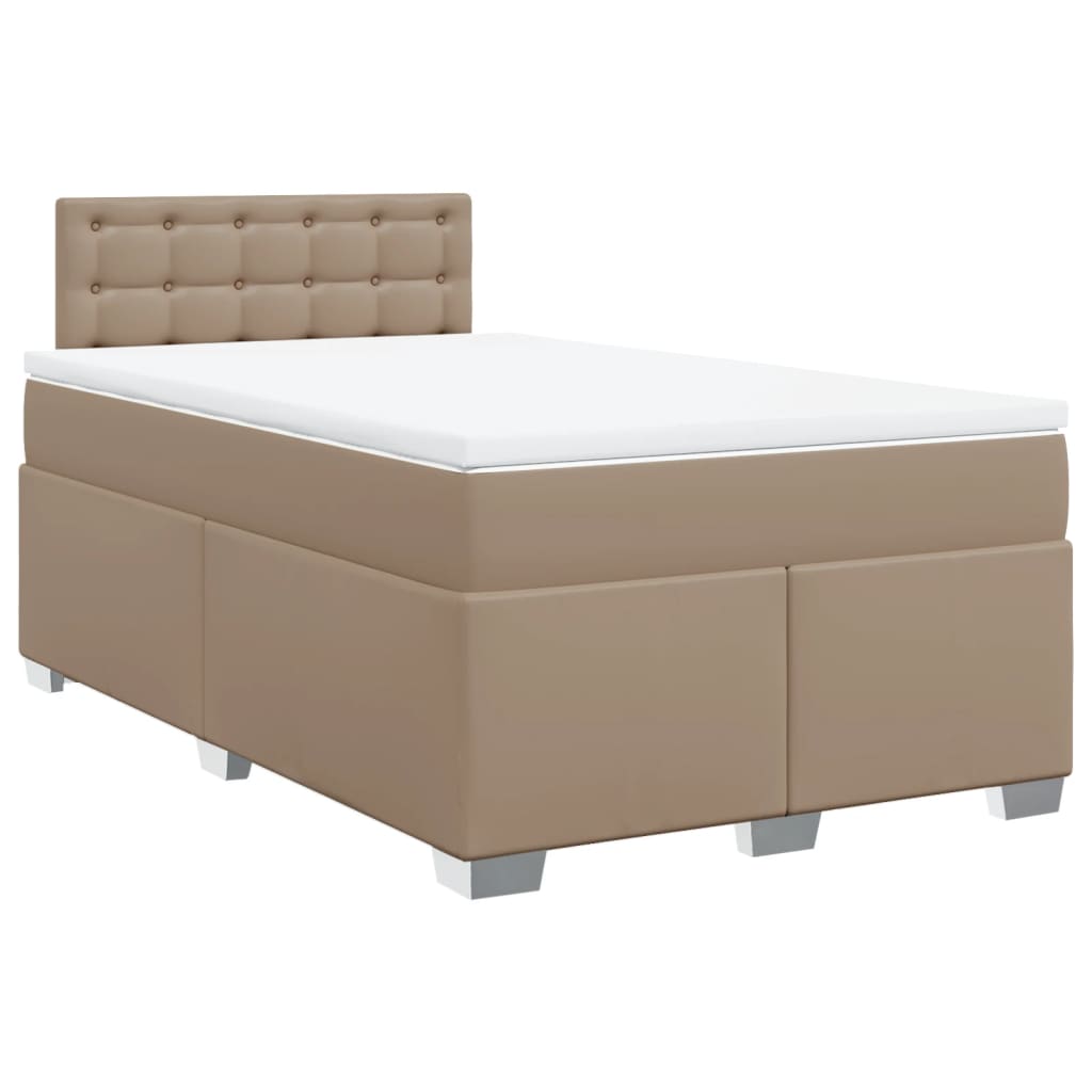 vidaXL Boxspring met matras kunstleer cappuccinokleurig 120x190 cm afbeelding