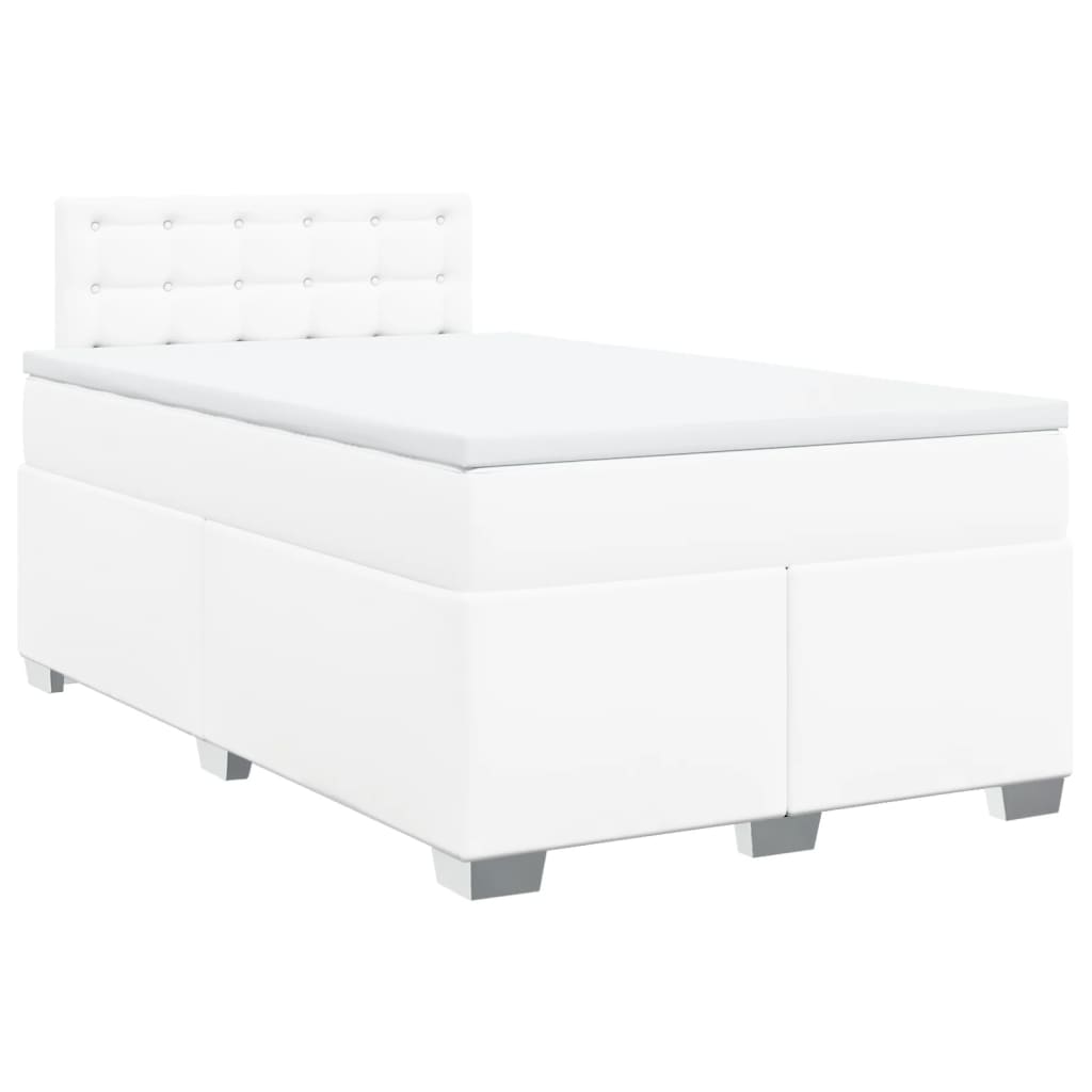 vidaXL Boxspring met matras kunstleer wit 120x200 cm afbeelding