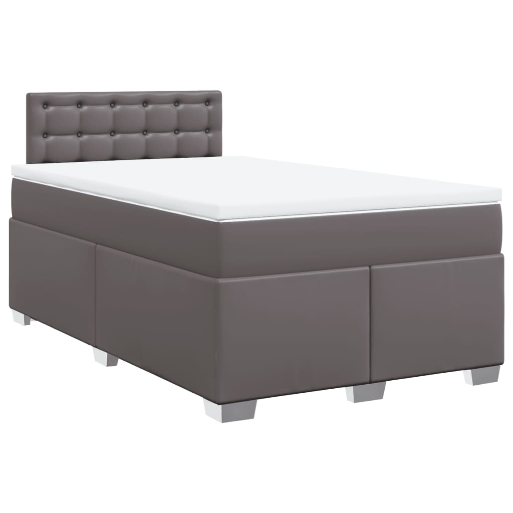 vidaXL Boxspring met matras kunstleer grijs 120x200 cm afbeelding