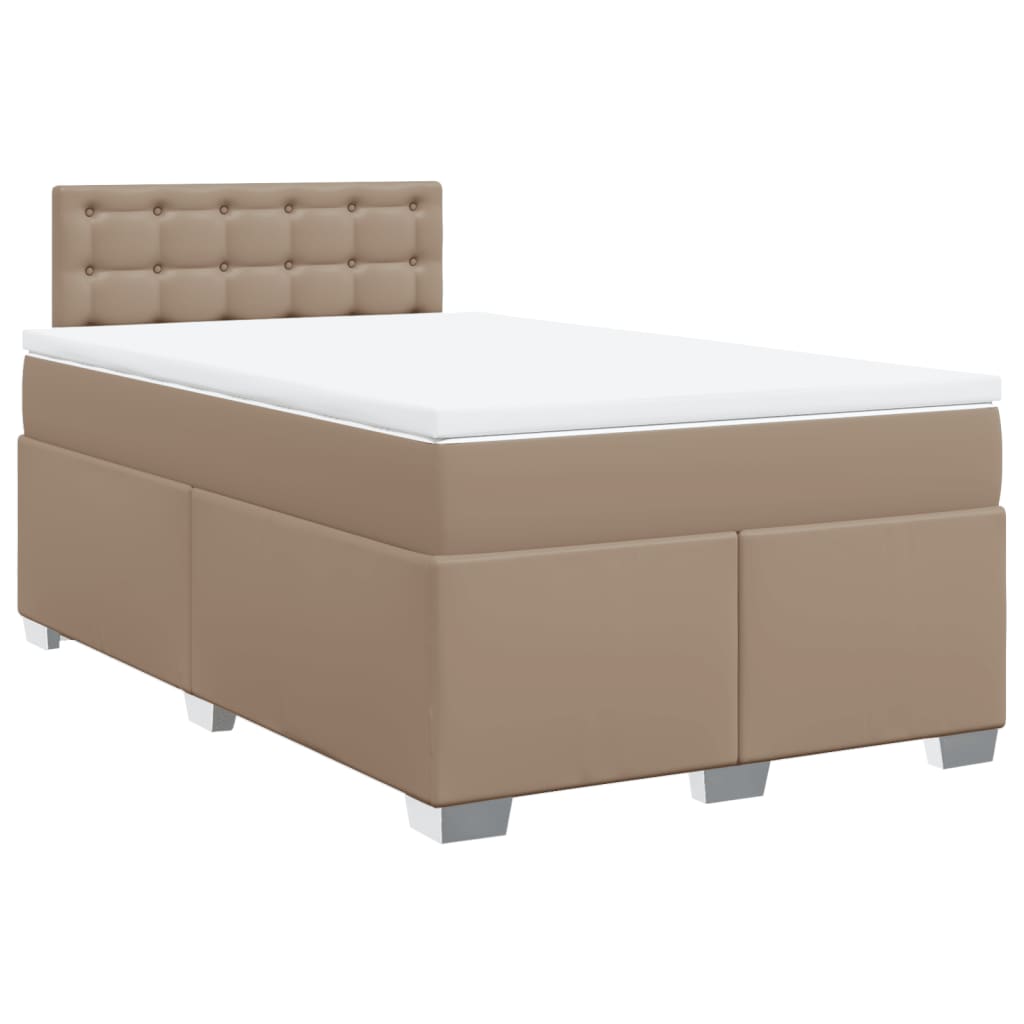 vidaXL Boxspring met matras kunstleer cappuccinokleurig 120x200 cm afbeelding