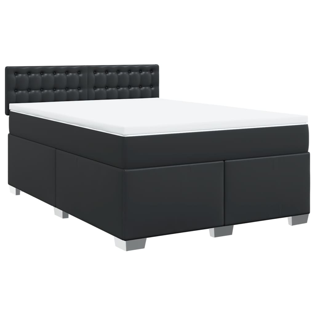 vidaXL Boxspring met matras kunstleer zwart 140x190 cm afbeelding