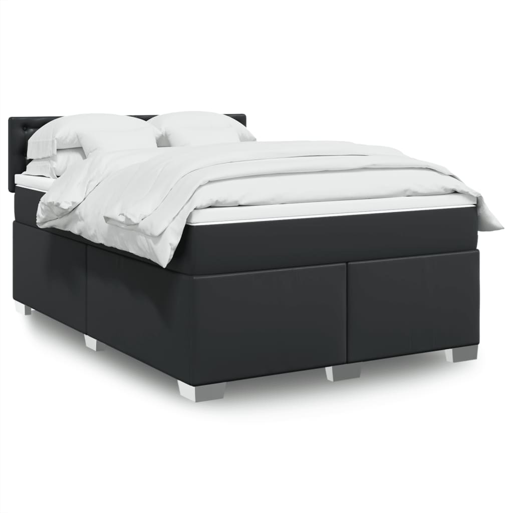 Boxspringbett mit Matratze Schwarz 140×190 cm Kunstleder