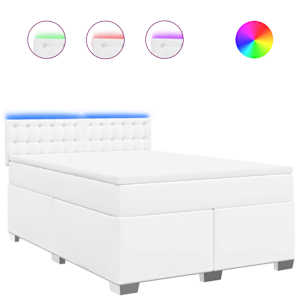 Box spring postel s matrací bílá 140 x 190 cm umělá kůže - obrázek 2